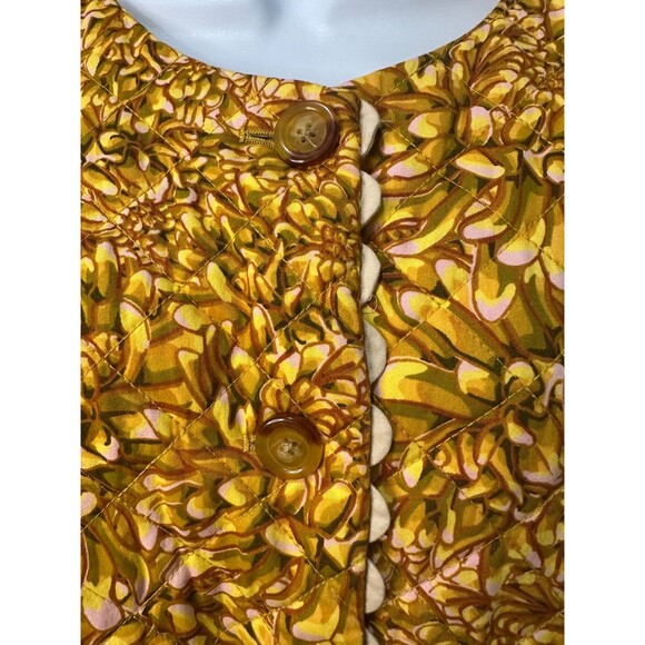 Kika Vargas Target Print Jacket 1X Womens Quilted Floral Golden Mum - Picture 2 of 7